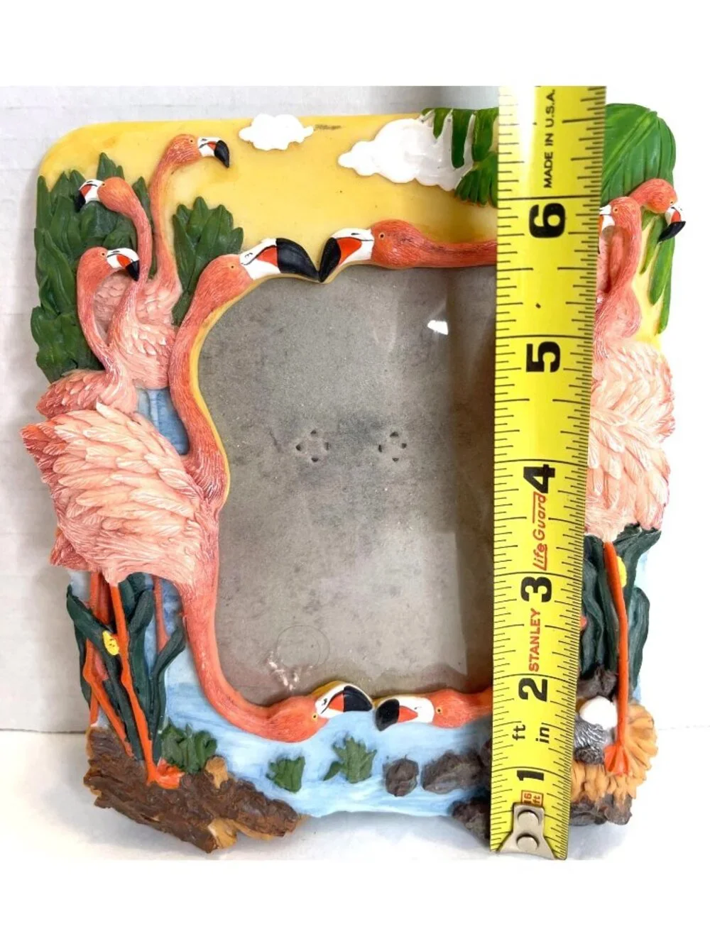 VTG Pink Flamingo Flock 3D Picture Photo Frame Tropical Family Beach Vacation - Picture 7 of 10